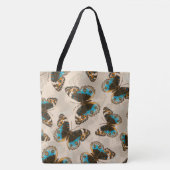 Tote Bag Bleu motif papillon Pansy sur blanc (Devant)