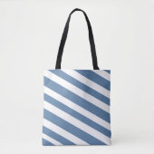 Tote Bag Bleu nautique élégant et blanc diagonale rayé (Devant)