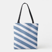 Tote Bag Bleu nautique élégant et blanc diagonale rayé (Dos)