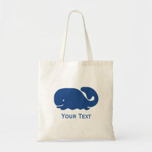 Tote Bag Bleu Nautique Preppy Whale Personnalisée