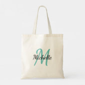 Tote Bag Bleu & Noir Simple Monogramme Classique tendance (Dos)