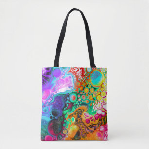 Tote Bag Bleu, Noir, Violet, Jaune coloré