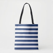 Tote Bag Bleu Nuit et Rayures Blanches (Devant)