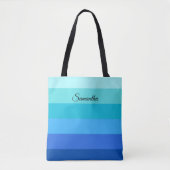 Tote Bag Bleu Océan et Vert (Devant)