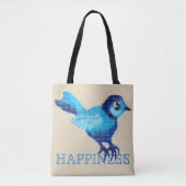 Tote Bag Bleu oiseau de bonheur point de point de point de (Devant)