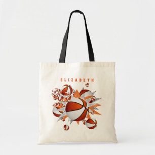 Tote Bag bleu orange basketball stars filles nom
