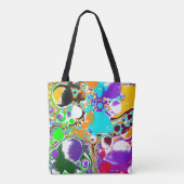 Tote Bag Bleu, Orange Violet, Marbre Noir, Fluide Art (Dos)