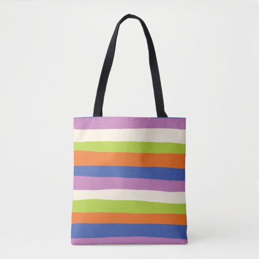 Tote Bag Bleu, orange, violet, vert et (Devant)