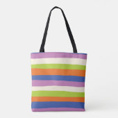 Tote Bag Bleu, orange, violet, vert et (Dos)