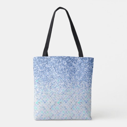 Tote Bag *~* Bleu Pastel Carrelage en marbre Parties scinti (Dos)