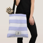 Tote Bag Bleu pastel sur n'importe quel monogramme personna (De près)
