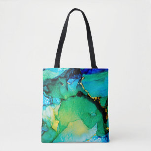 Tote Bag BLEU PERSIEN, vert chartreuse. Très beau art