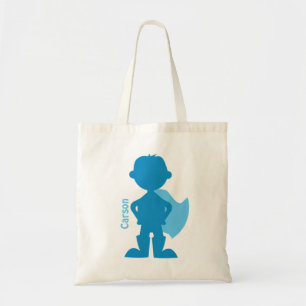 Tote Bag Bleu personnalisé par silhouette de garçon de