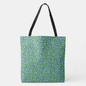 Tote Bag Bleu Pervent Ditsy Motif Floral sur Vert (Devant)
