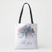 Tote Bag Bleu poussiéreux et mauve floral mariage élégant (Devant)