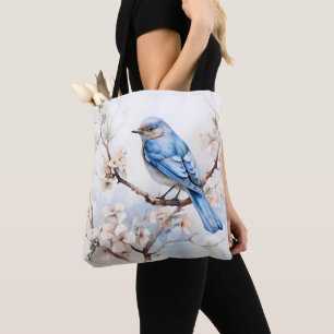 Tote Bag Bleu printanier dans l'arbre florissant