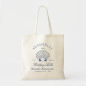 Tote Bag Bleu Rétro Coquillages & Cloches de Mariage Enterr (Devant)