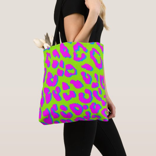 Tote Bag Bleu rose Empreinte de léopard (De près)