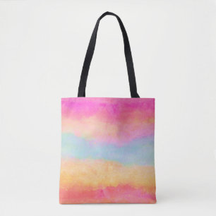 Tote Bag Bleu rose Jaune arc-en-ciel Abstraites bandes