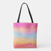 Tote Bag Bleu rose Jaune arc-en-ciel Abstraites bandes (Dos)