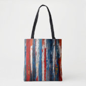 Tote Bag Bleu Rouge Blanc Peint Verticale Abstraites bandes (Devant)