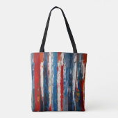Tote Bag Bleu Rouge Blanc Peint Verticale Abstraites bandes (Dos)