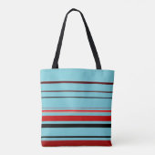 Tote Bag Bleu rouge Brown rayures (Dos)