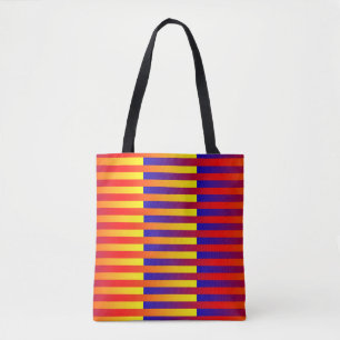 Tote Bag Bleu rouge rayures jaunes