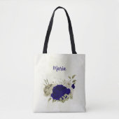 Tote Bag Bleu royal beige floral (Devant)