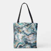Tote Bag Bleu sarcelle or blanc marbre moderne Agate (Dos)