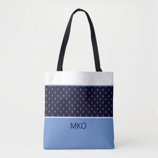 Tote Bag Bleu sur Fleur-de-Lis (Devant)