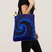 TOTE BAG BLEU SUR FRACTAL BLEU CONCEPTION (De près)