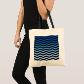 Tote Bag Bleu teintes ondulées rayures (Devant (produit))