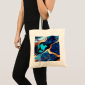 Tote Bag Bleu tendance en or faux marbre (Devant (produit))