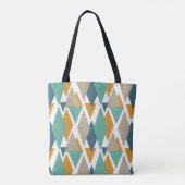 Tote Bag Bleu Turquoise Orange Tan Diamants et Triangles (Dos)