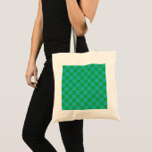 Tote Bag Bleu vert À damiers En vichy Motif (Devant (produit))