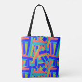 Tote Bag Bleu Vert Corail Abstrait Taches Gras Clair Éclata (Dos)