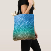 Tote Bag Bleu, vert et conception bronzage de parties (De près)