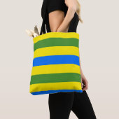 Tote Bag Bleu vert et jaune (De près)