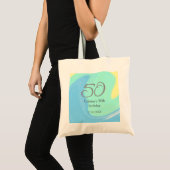 Tote Bag bleu vert gris 50e anniversaire ajouter nom date r (Devant (produit))