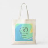 Tote Bag bleu vert gris 50e anniversaire ajouter nom date r (Dos)