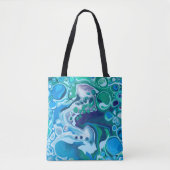 Tote Bag Bleu vert Marbre numérique Fluide Art (Devant)