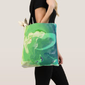 Tote Bag Bleu Vert Océan Abstrait (De près)