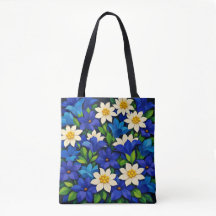 Bleu vibrant et floral blanc