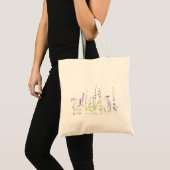 Tote Bag bleu violet fleurs sauvages aquarelle peinture (Devant (produit))