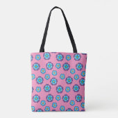 Tote Bag Bleu Violet rose motif floral (Dos)