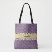 Tote Bag Bling Diamant à huile violet et or (Devant)
