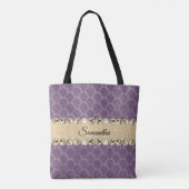 Tote Bag Bling Diamant à huile violet et or (Dos)