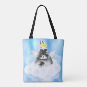 Tote Bag Bliss célestes : Lapin gris et blanc sur nuage ave (Dos)