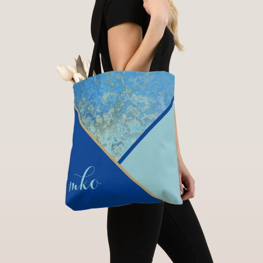 Tote Bag Bloc couleur bleu (De près)
